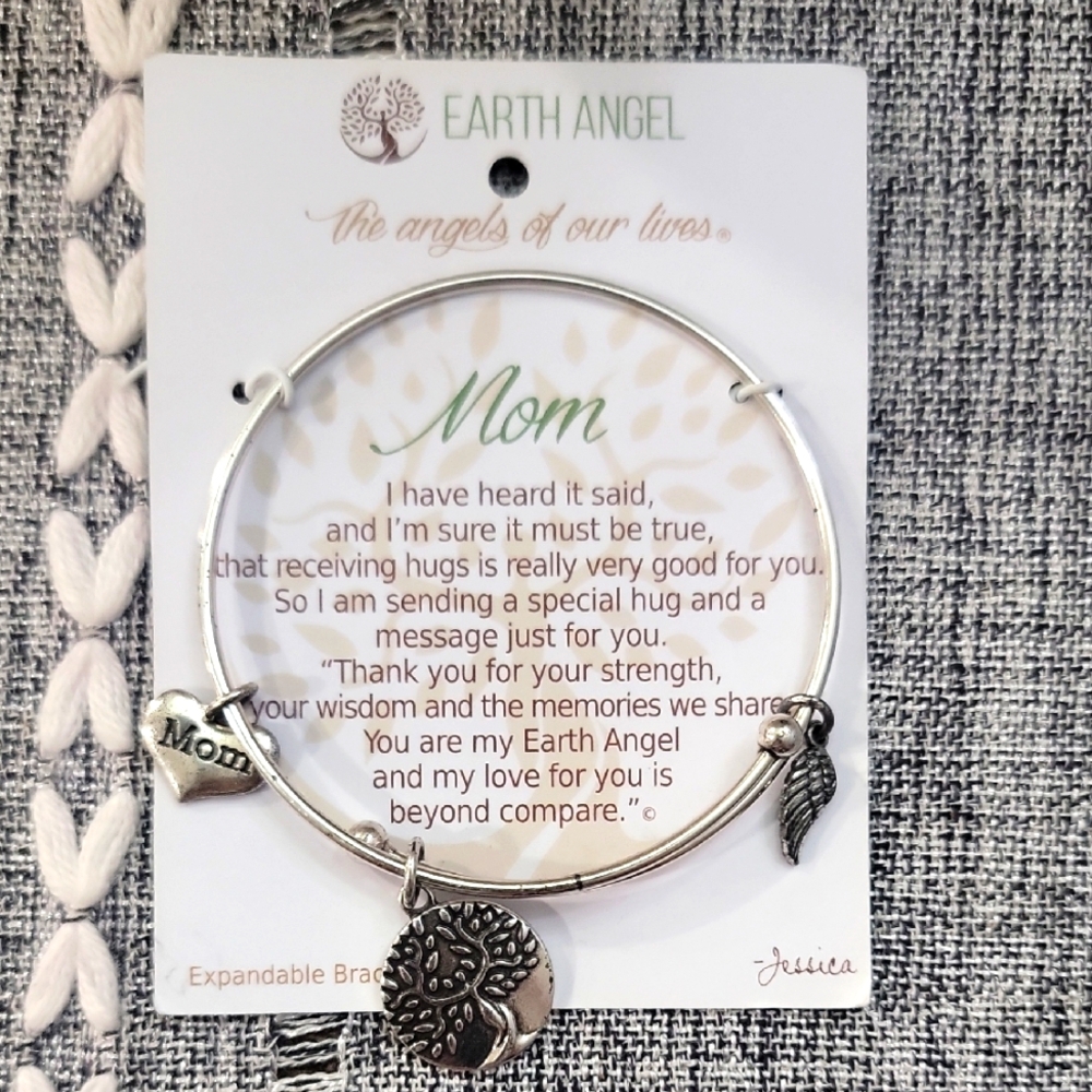 Cottagecore Style Earth Angel Silver Charm Mom Bracelet